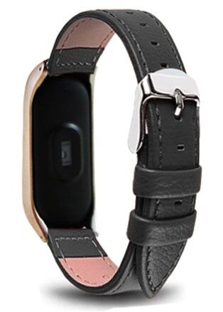 Ремешок кожаный для Xiaomi Mi Band 4 Leather Strap (Black/Черный) - 2