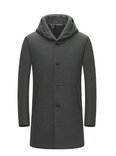 Пальто SunshineJob Men's Wool Blend Urban Casual Hooded Coat (Dark Green/Темно-Зеленый) 