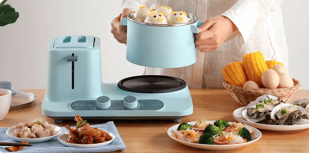 Плита и тостер Donlim Multi-Function Breakfast Machine (Blue/Голубой) - 5